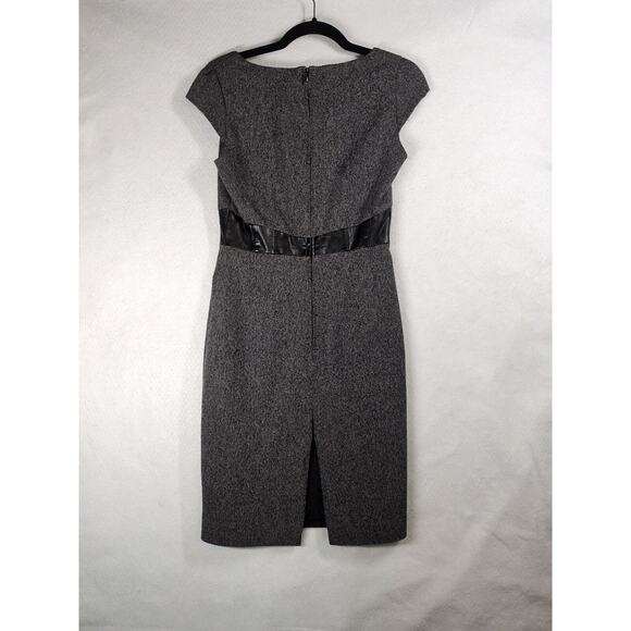 H&M Sheath Dress Womens 6 Gray Black Business‎ Tweed Lined Empire Waist - Picture 3 of 8